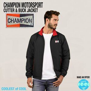 Vintage Champion spark plug jacket men's Medium Cutter & Buck Fleece lined coat